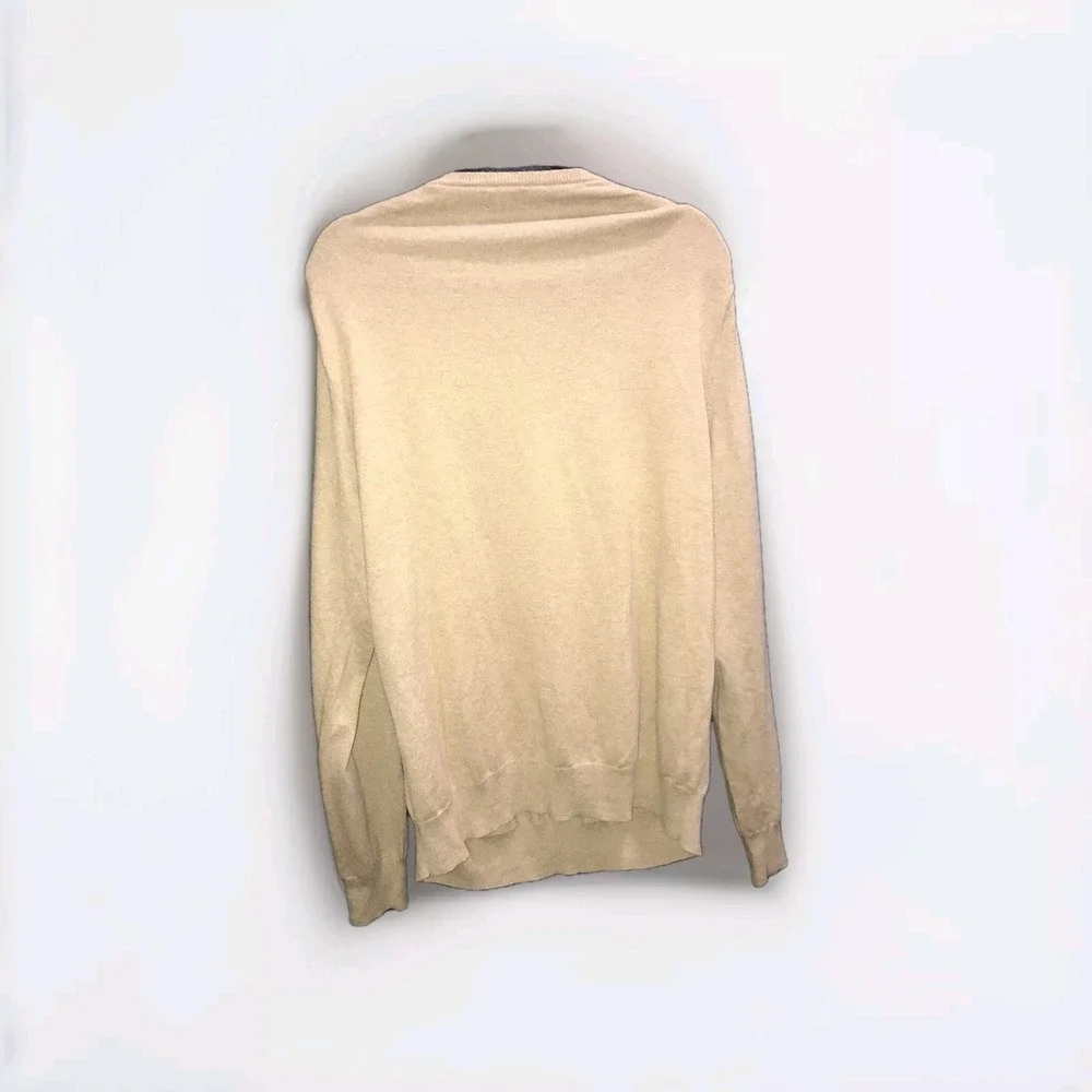 J Crew Factory V Neck Cotton Nylon 5% Merino Wool‎ Blend Sweater Men's XL Camel